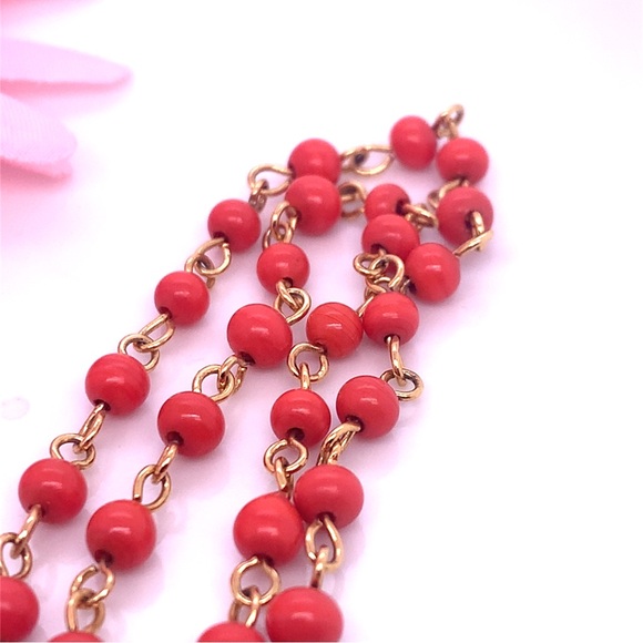 Coral gold tone necklace 14” - Picture 3 of 4